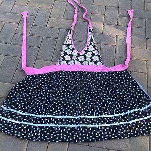 Adorable polkadot floral cotton bib apron